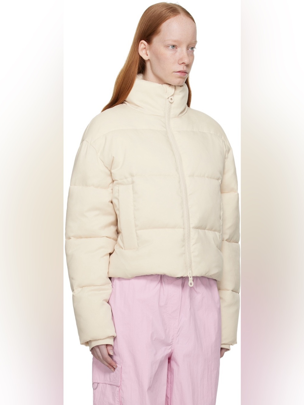 Girlfriend Collective Off-White Cropped Puffer Jacket